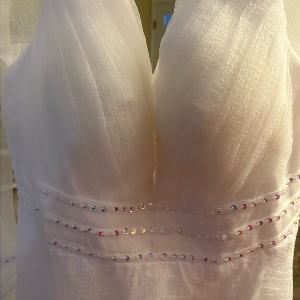 Elegant White Dress with Sequin Details long